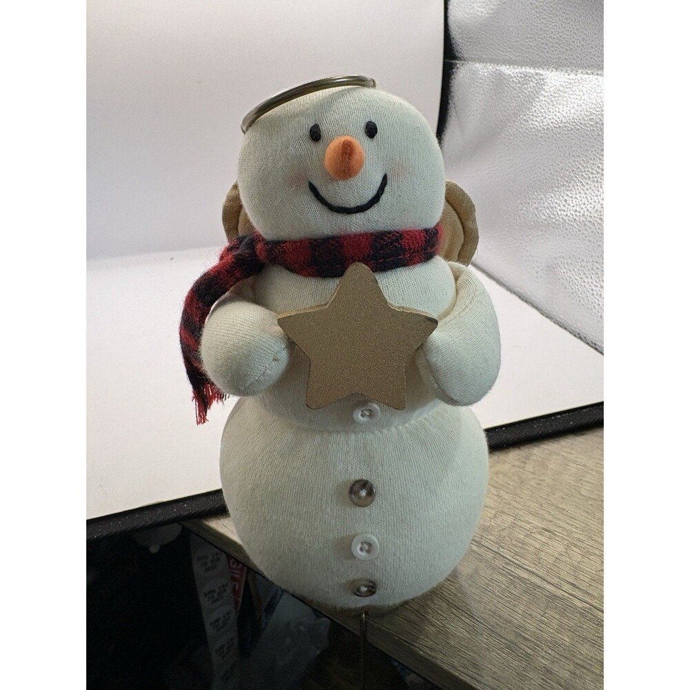 Vintage Hallmark Cards Plush Snowman Angel Stocking Holder
